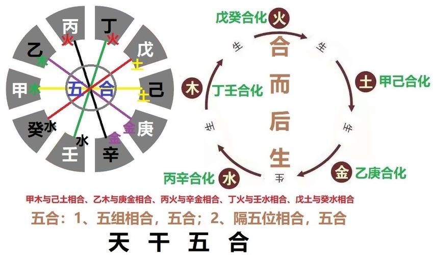 天干的相生,相克,相合,相冲关系;以及天干的五行,六神,寓意